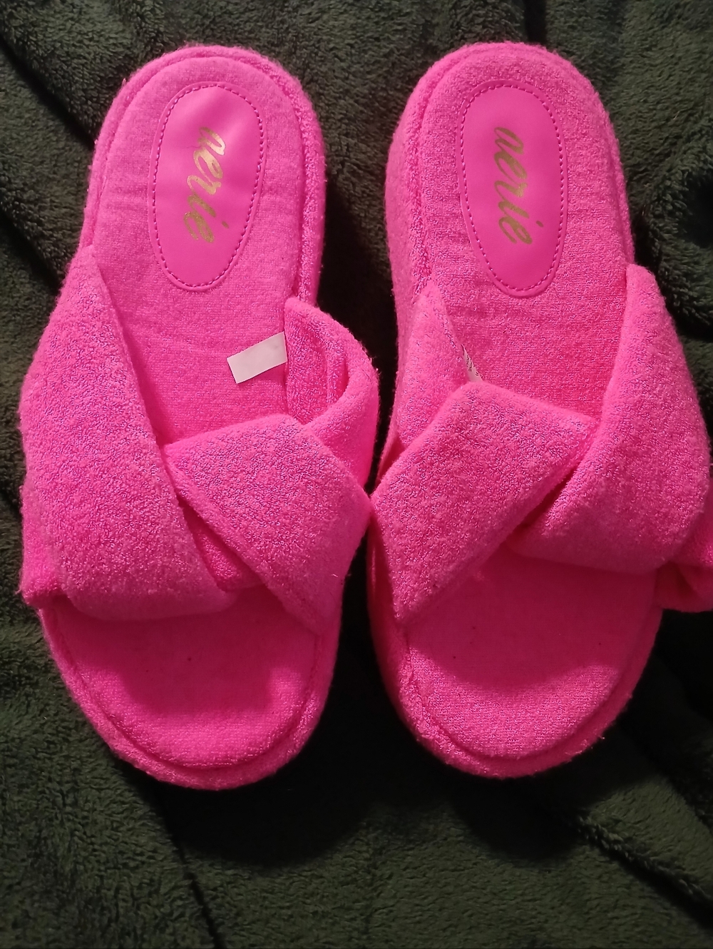 aerie Bright Hot Pink Cozy Crisscross Spa Slippers